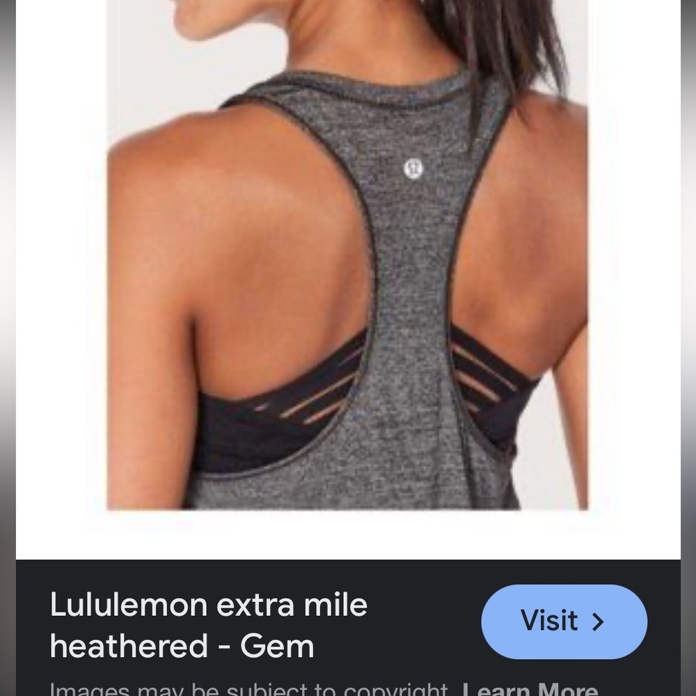 $19 sale Lululemon Extra Mile Bra and Tank 2 in 1 size 6 grey black SK0098